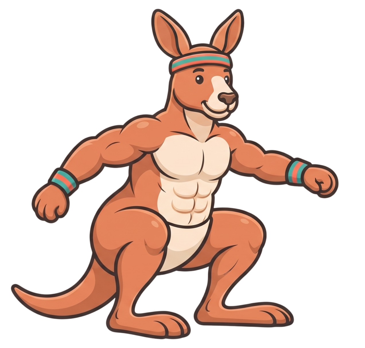 Mascota canguro con una tablilla de entrenamiento